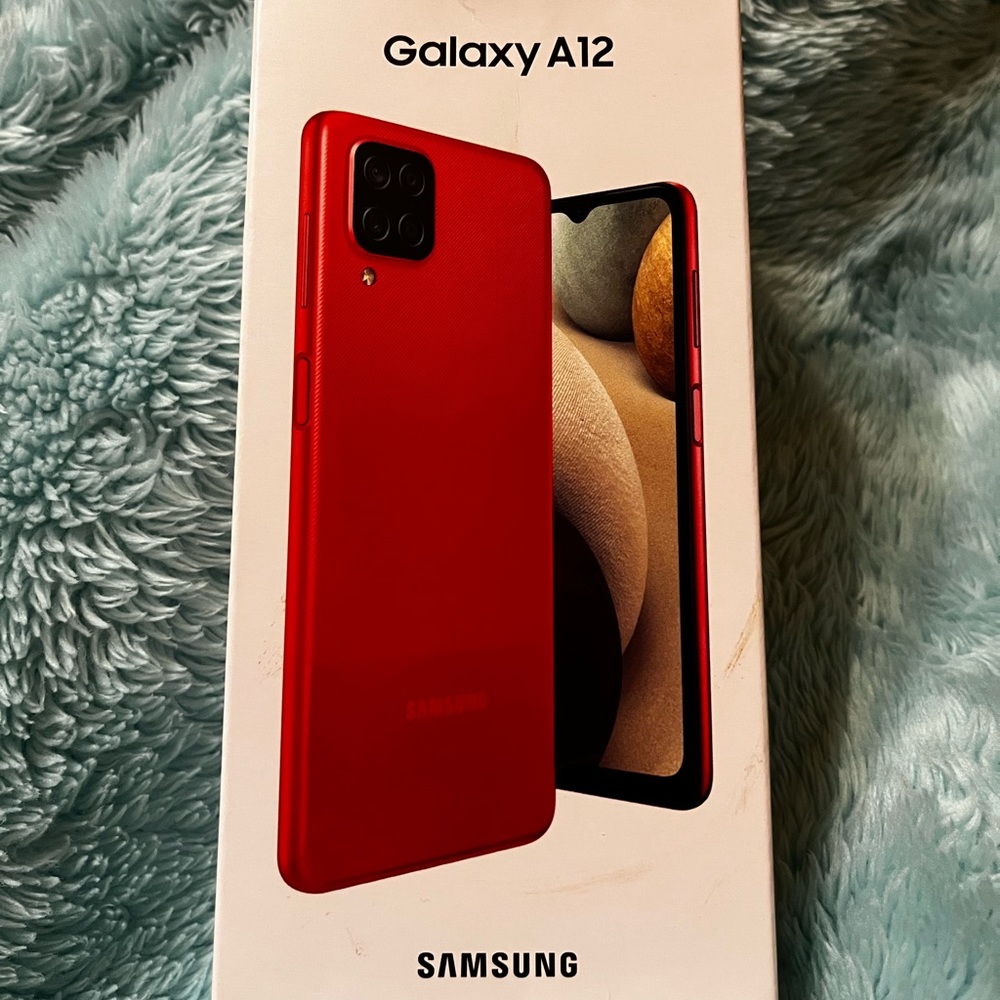 New Samsung galaxy a12 red fingerprint phone